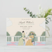 Dames theetuin vrijgezellenfeest kaart (Staand voorkant)