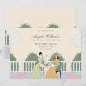 Dames theetuin vrijgezellenfeest kaart (Voorkant / Achterkant)