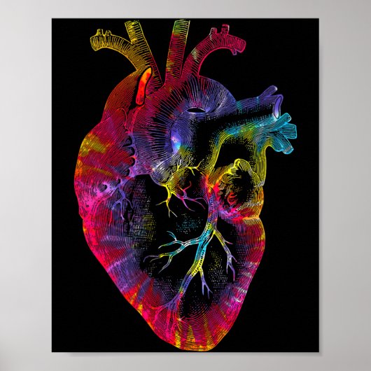 Dames Tie Dye Anatomisch Hart Valentijnsdag Ana Poster (Voorkant)