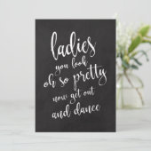 Dames Toilet Betaalbaar Krijtbord Trouwbord Kaart (Staand voorkant)