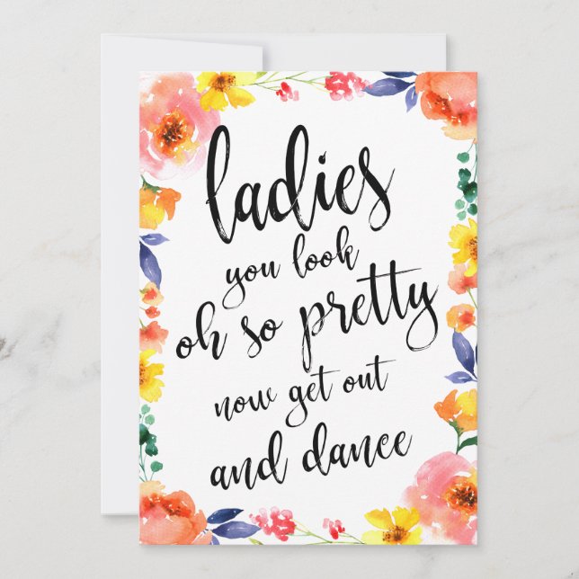 Dames Toilet Betaalbare Bloemrijke Trouwtekst (Voorkant)