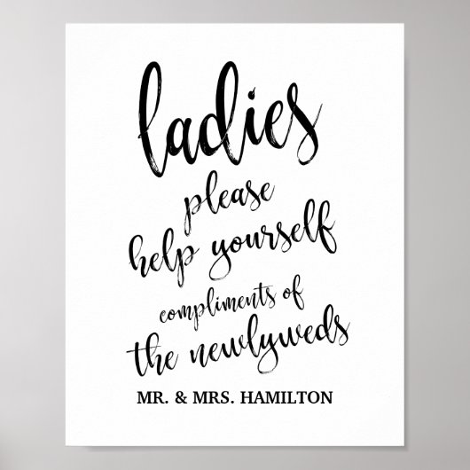 Dames Toilet Bruiloft Mand 8x10 Bord Poster (Voorkant)