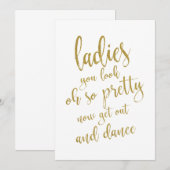 Dames Toilet Goedkope Trouwtekst Bord Kaart (Voorkant / Achterkant)