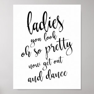Dames Toilet Gouden Glitter 8x10 Trouwbord Poster
