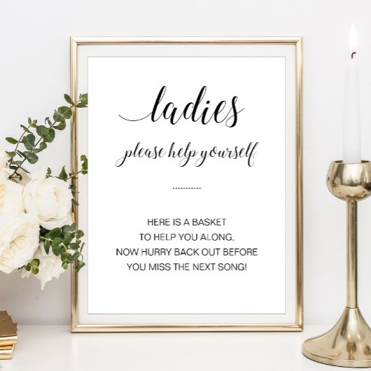 Dames Toilet Mand Basket Elegant Trouw Teken Poster
