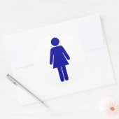 Dames toilet of badkamer teken ronde sticker (Envelop)