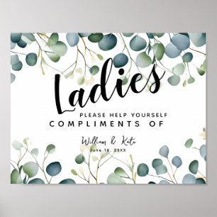 dames toilet teken toiletartikelen mand eucalyptus poster