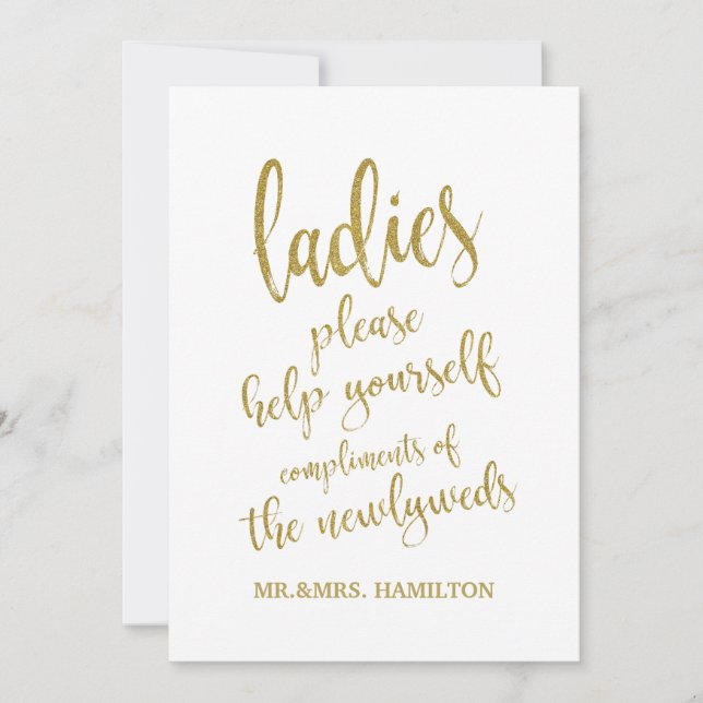 Dames Toiletmand Goud Betaalbaar Bord (Voorkant)