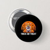 Dames Trick Of Treat Halloween Hond V-Hals Ronde Button 5,7 Cm (Voorkant /achterkant)