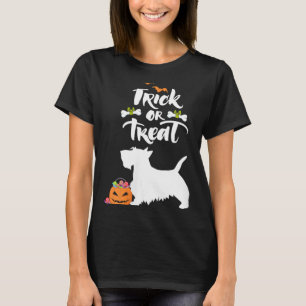 Dames Trick Or Treat Scottie Schotse Terriër Hond T-shirt