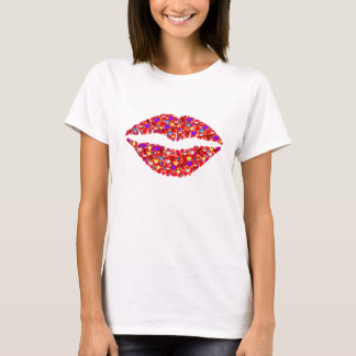 dames trokken shirt met glitter lip afbeelding