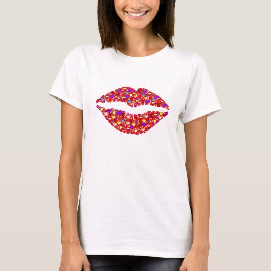 dames trokken shirt met glitter lip afbeelding (Voorkant)