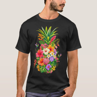 Dames Tropische Dennen Bloemendesign T-shirt