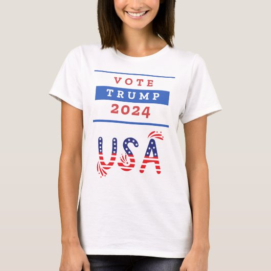 Dames Trump USA 2024 wit T-shirt (Voorkant)