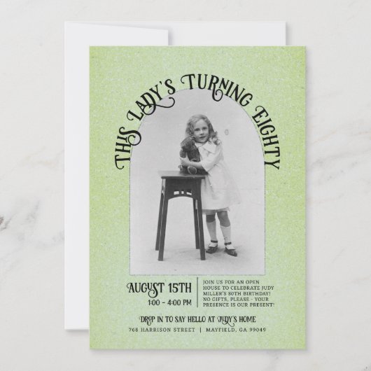 Dame's Turning 80th Birthday Open House Kaart (Voorkant)