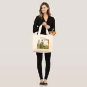  dames uit de jaren 20 bij Polo Match Drawing Grote Tote Bag (Voorkant (model))