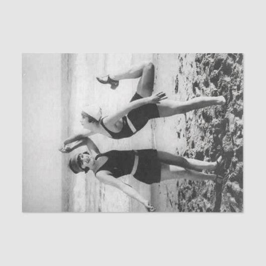  dames uit de jaren 20 op het strand tissuepapier (Voorkant)