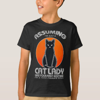 Dames Uming Kat Lady Halloween _ Hond En Zwart T-shirt