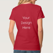Dames V-hals T-shirt Dieprood (Achterkant)