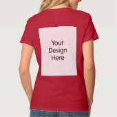 Dames V-hals T-shirt Dieprood (Achterkant)