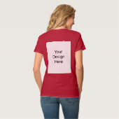 Dames V-hals T-shirt Dieprood (Achterkant volledig)