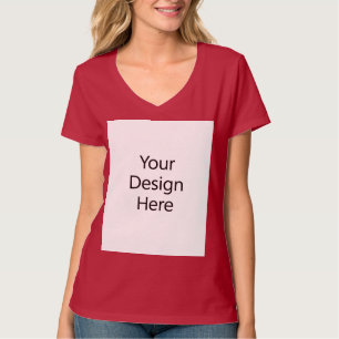 Dames V-hals T-shirt Dieprood