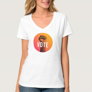 Dames V-hals T-shirt met korte mouwen en Power Vot
