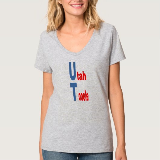 Dames V-hals T-shirt UTAH TOERISME (Voorkant)