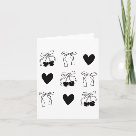 Dames Valentijn Kersen Boog Hart Schattig Romantis Kaart (Voorkant)