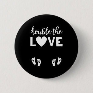 Dames Valentijnsdag Tweeling Zwangerschapsaankondi Ronde Button 5,7 Cm
