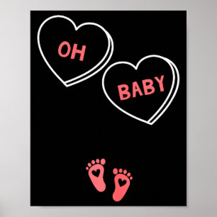 Dames Valentijnsdag zwangerschapsaankondiging T-sh Poster
