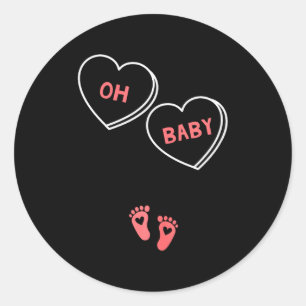 Dames Valentijnsdag zwangerschapsaankondiging T-sh Ronde Sticker