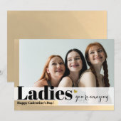 Dames van de Amazing Gold Galentine's Day Feestdagenkaart (Voorkant / Achterkant)