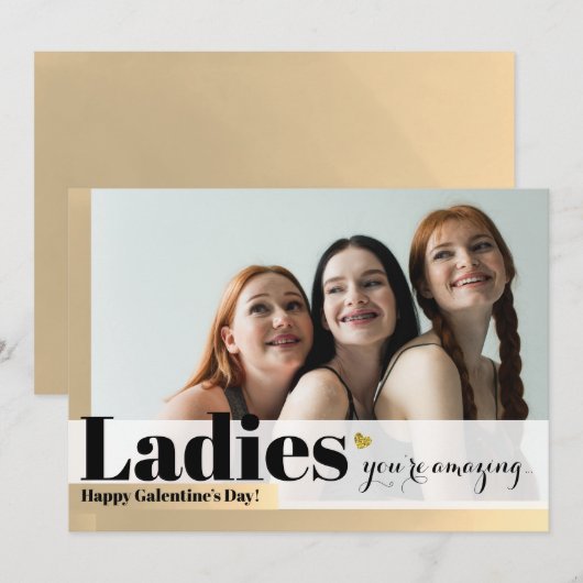 Dames van de Amazing Gold Galentine's Day Feestdagenkaart (Voorkant / Achterkant)