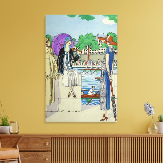  Dames van de jaren 20 bij het Race Regatta Canvas Afdruk (Insitu (Woonkamer))