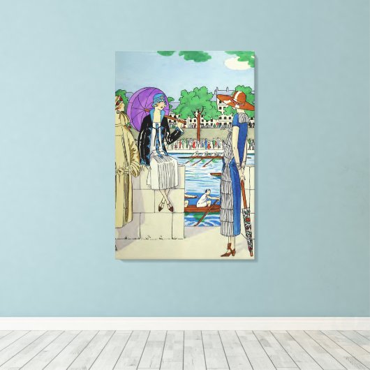 Dames van de jaren 20 bij het Race Regatta Canvas Afdruk (Insitu (Houten vloer))