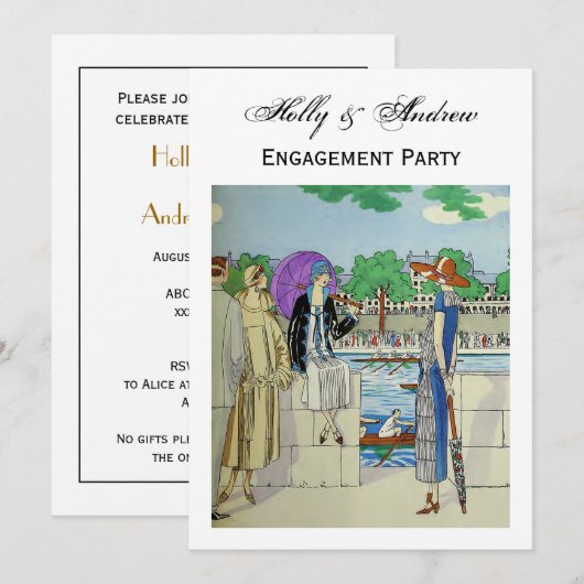  Dames van de jaren 20 bij het Race Regatta Kaart (Voorkant / Achterkant)