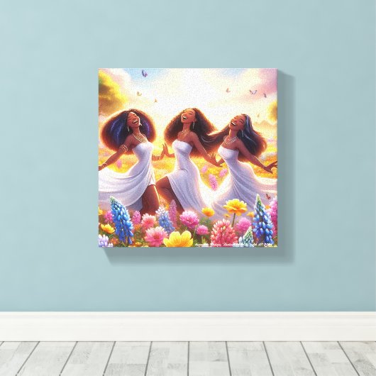 Dames van de lente canvas afdruk (Insitu (Houten vloer))