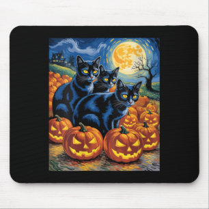 Dames Van Gogh Stijl Zwarte Katten Halloween Pompo Muismat