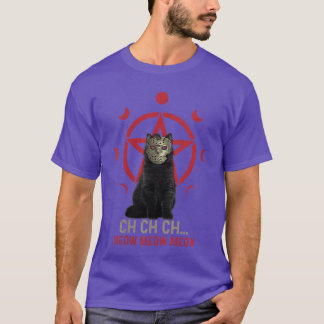 Dames Verschrikkelijke Kat Pentagram Horror Hallow T-shirt