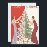 dames versieren kerstboom feestdagenkaart<br><div class="desc">dames versieren kerstboom</div>