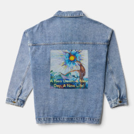 Dames Vibrant Vision Print Denim Jasje  Denim Jacket