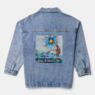Dames Vibrant Vision Print Denim Jasje  Denim Jacket