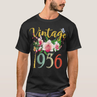Dames Vintage 1956 Orkidee Grappig 66e Verjaardag  T-shirt