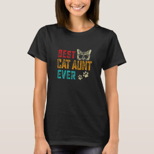 Dames Vintage Beste Kat Tante Ooit Familie Huisdie T-shirt