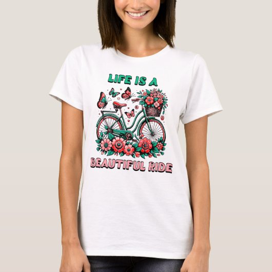 Dames vintage fiets t-shirt (Voorkant)