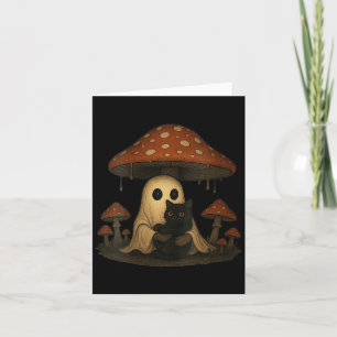 Dames Vintage Griezelige Halloween Geest En Zwart Kaart