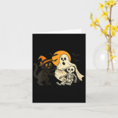 Dames Vintage Halloween Zwarte Kat Onthullend Kaart (Gele Bloem)