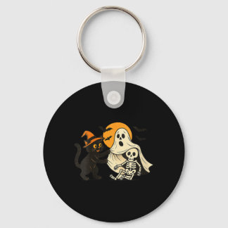 Dames Vintage Halloween Zwarte Kat Onthullend Sleutelhanger