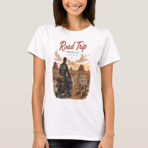 Dames Vintage Motorfiets Road Trip Americana T-shi T-shirt